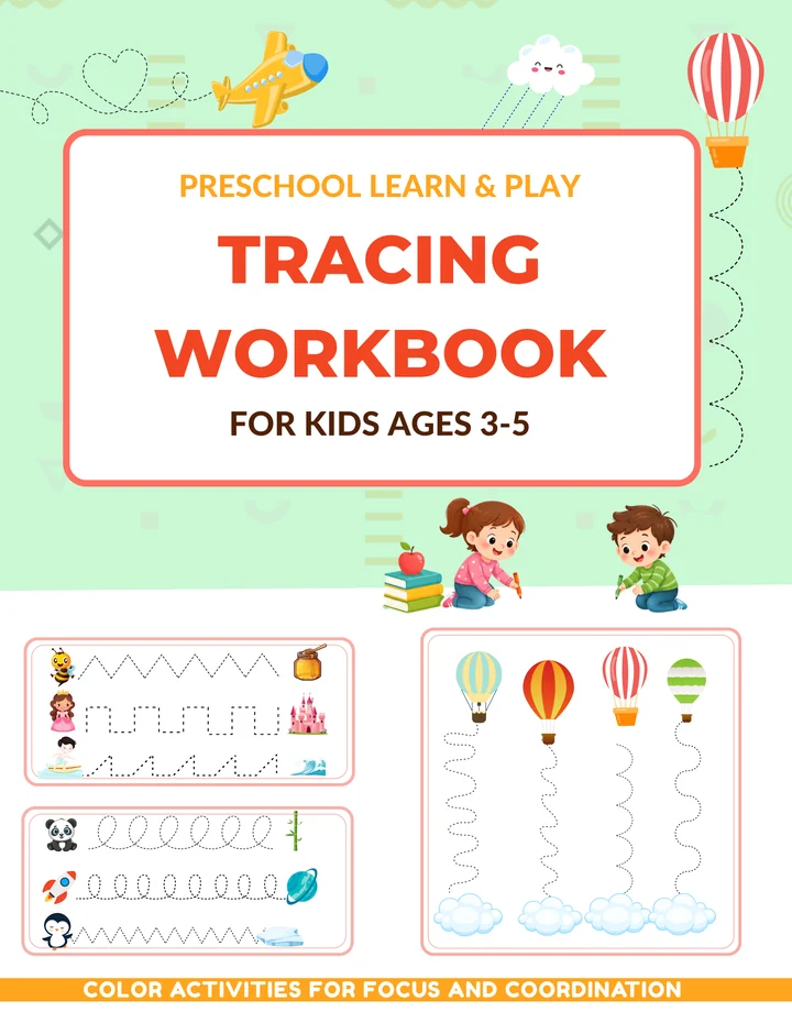 Preschool Learn & Play Tracing Workbook by Little Glow Publishing, cover
