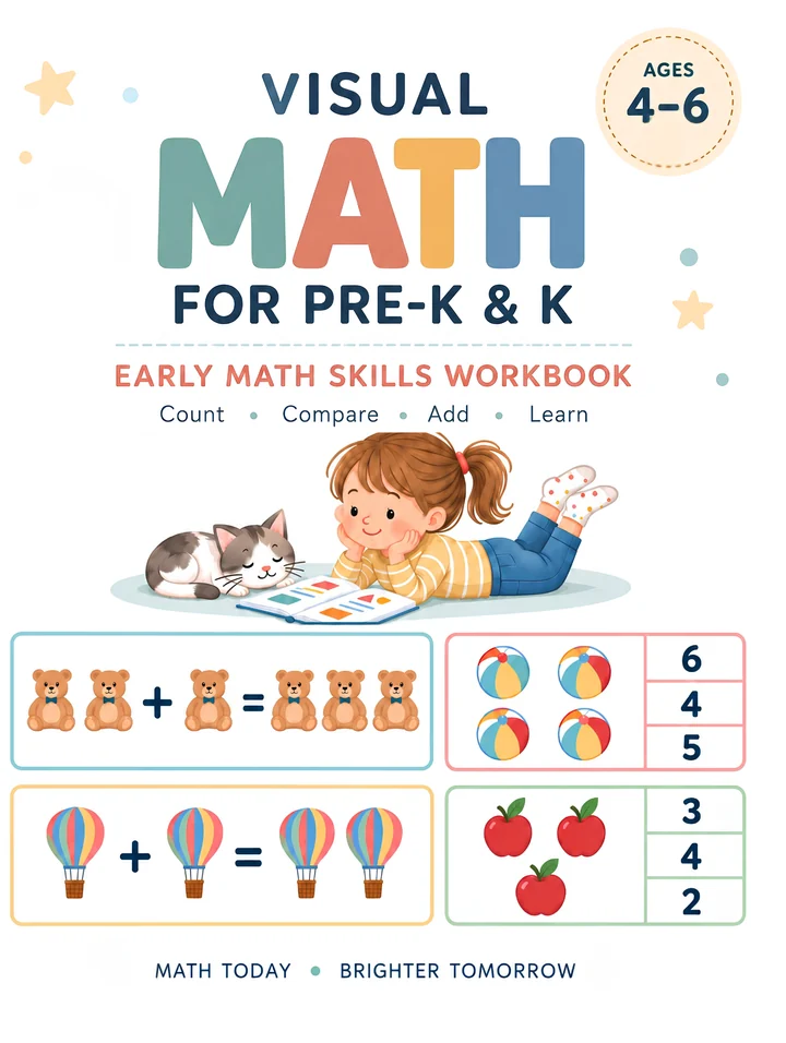Visual Math for Pre-K & K by Little Glow Publishing, cover