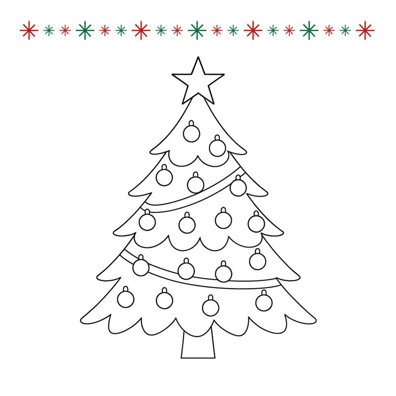 Free Christmas coloring page for toddlers: christmas tree