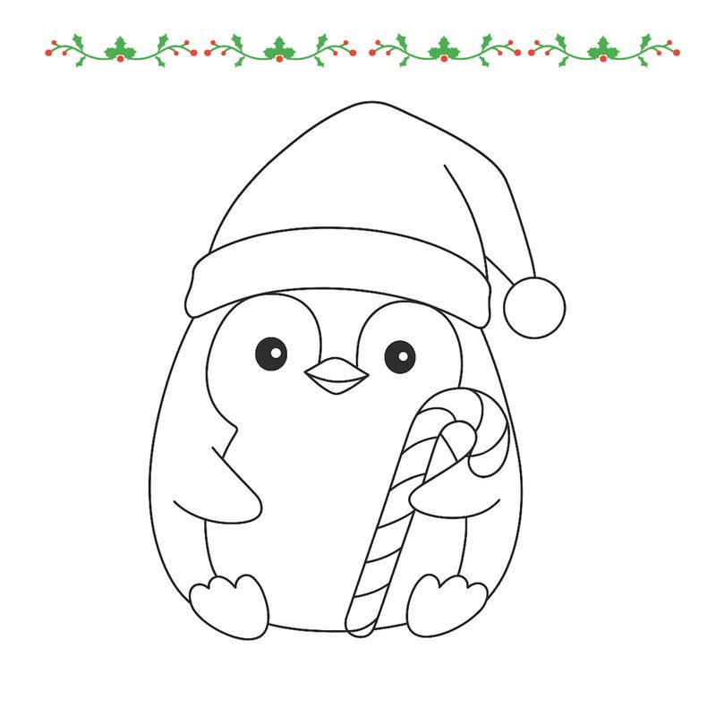 Free Christmas coloring page for toddlers: penguin