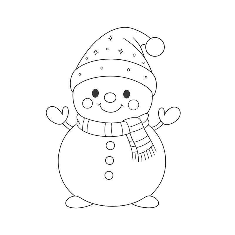 Free Christmas coloring page for toddlers: snowman